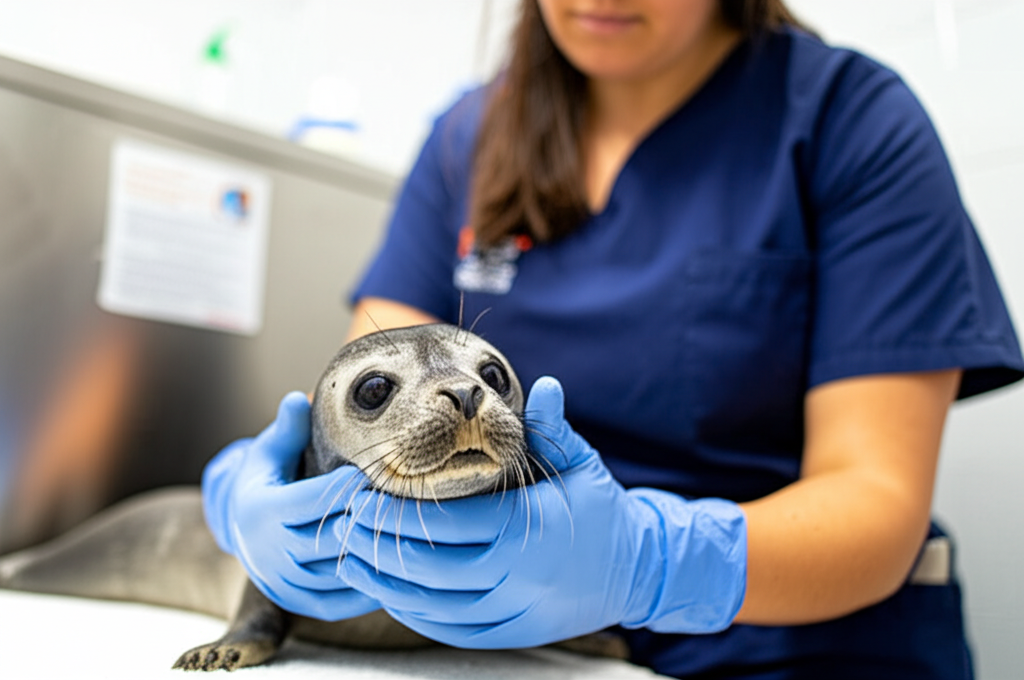 Seal being released back to the ocean